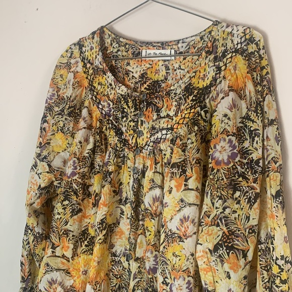 Free People Cool Meadow Blouse in Midnight Combo Size Small - Picture 3 of 7